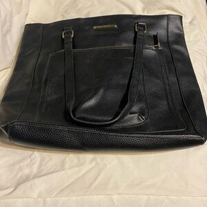 Steve Madden Elegant Black Leather Tote Bag